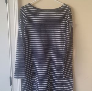 Ralph Lauren Blue White Striped Long Sleeve Dress With Arm Pocket Size L